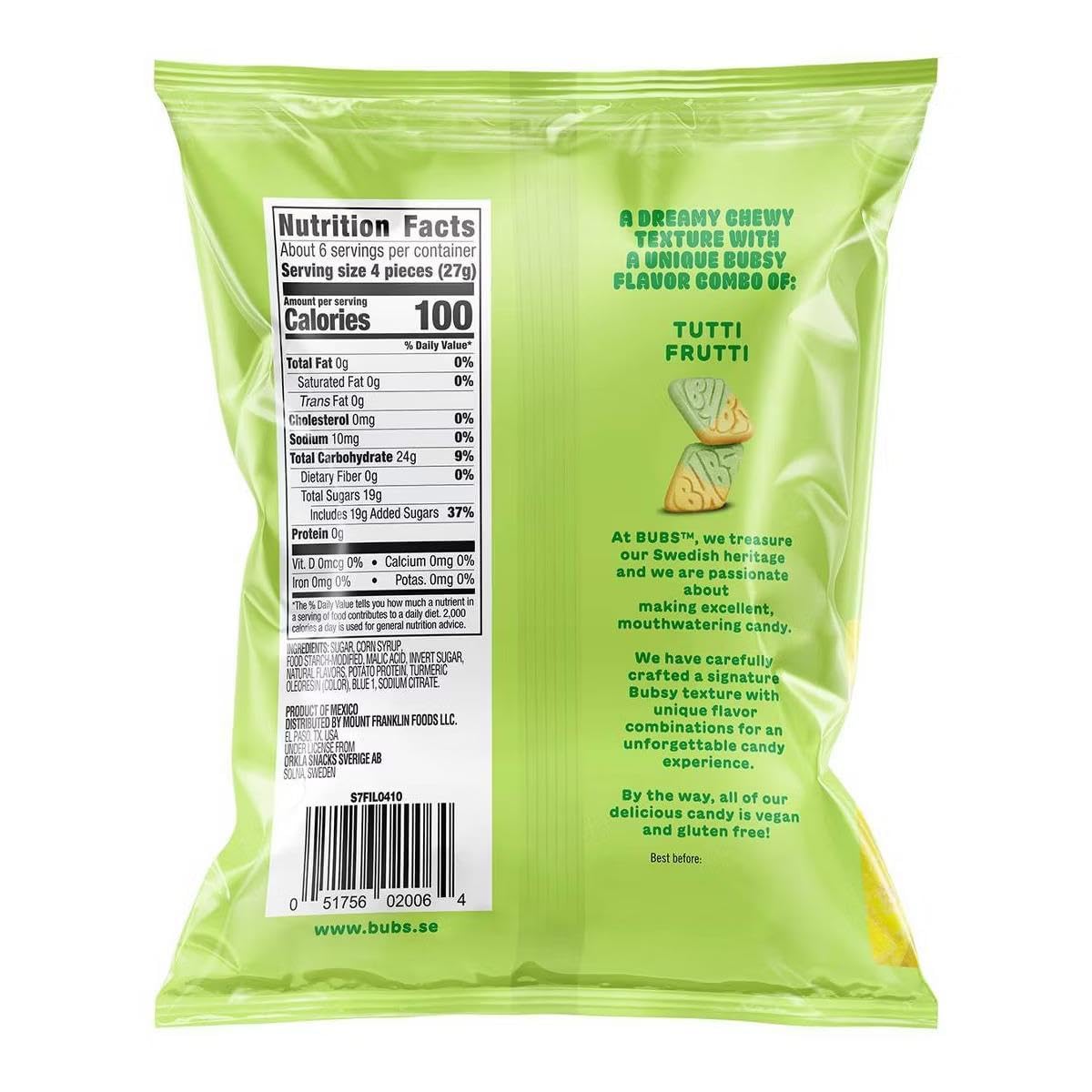BUBS Swedish Foam Candy Tutti Frutti