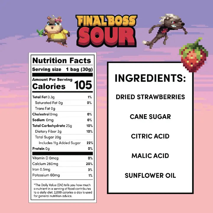 Level 1 Strawberries Dried Fruit Sour Snack by Final Boss