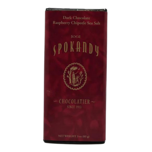 Milk Chocolate Raspberry Chipotle Sea Salt Candy Bar by Spokandy