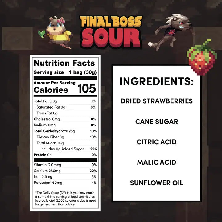 Level 3 Strawberries Dried Fruit Sour Snack by Final Boss