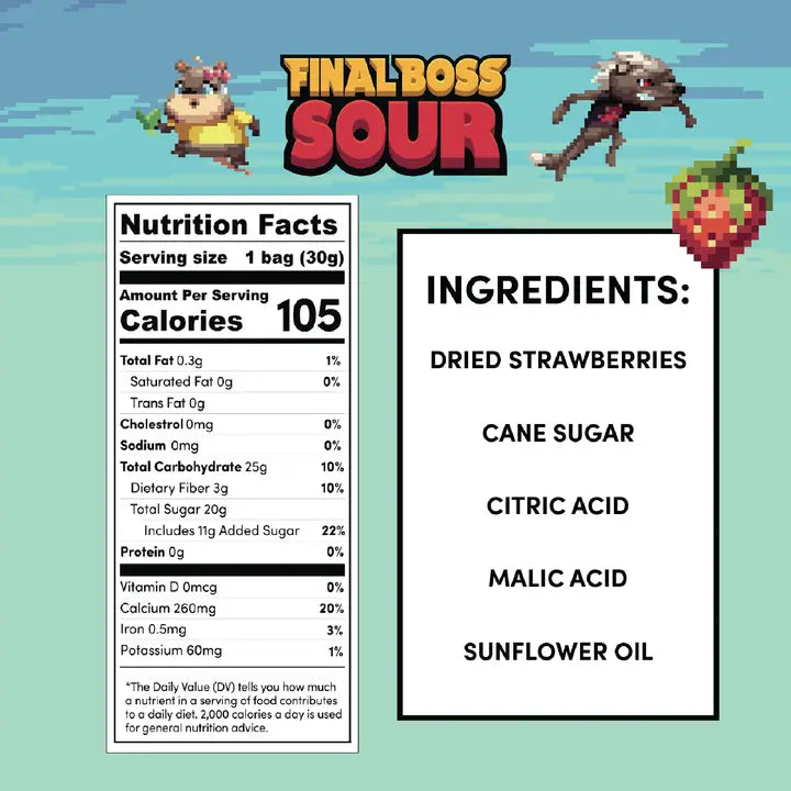 Level 2 Strawberries Dried Fruit Sour Snack by Final Boss