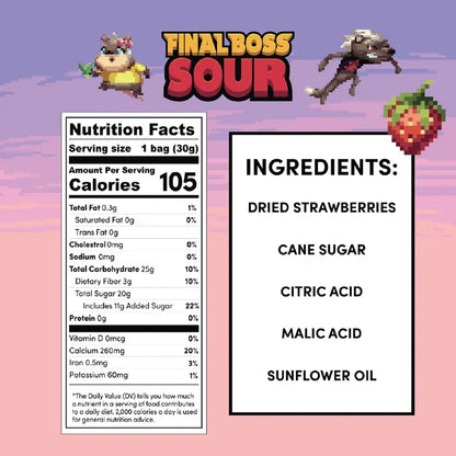 Level 1 Strawberries Dried Fruit Sour Snack by Final Boss